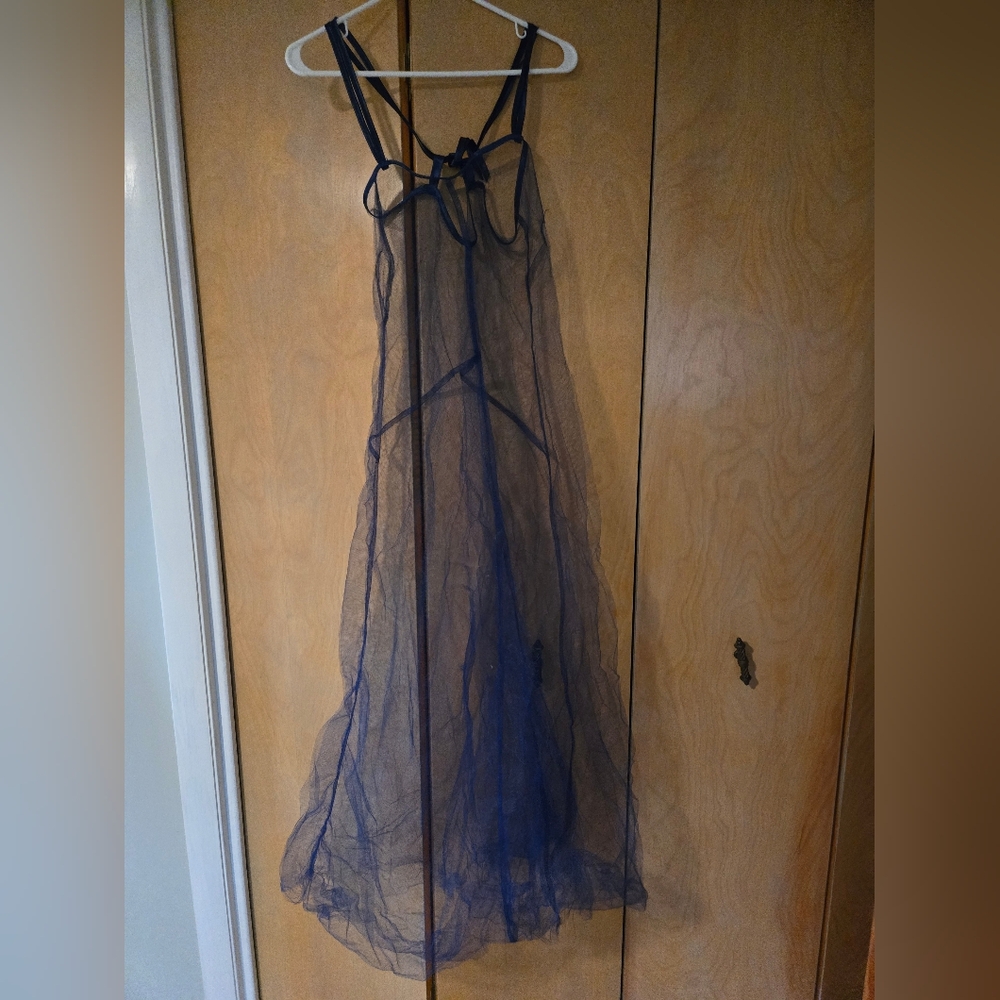 Sheer Mesh Blue Dress